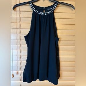 Express Black Jewels Embellished Halter Top Fully Lined Size Small